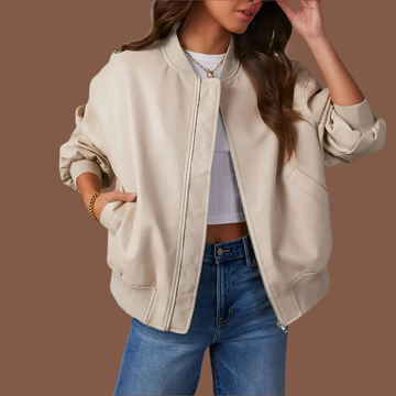 Women’s Casual Jacket – Relaxed Fit – Lightweight – Zip Front – Ribbed Trim – Pockets