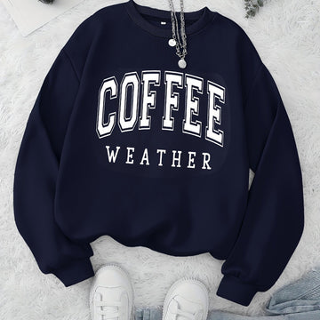 Women’s Pullover Sweatshirt – Relaxed Fit – Cotton Blend – Crew Neck – Graphic Print