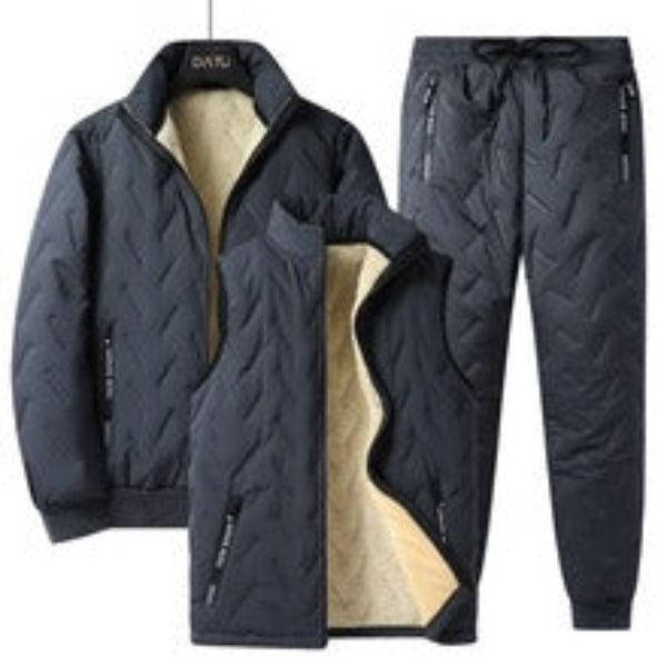 Men’s Three-Piece Outfit – Cotton Insulated – Lambswool Lined – Relaxed Fit – High Collar