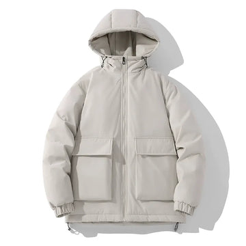 Men’s Hooded Jacket – Quilted Insulation – Oversized Fit – Full Zip – Front Pockets