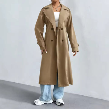Women’s Trench Coat – Cotton Blend – Regular Fit – Double-Breasted – Full Length
