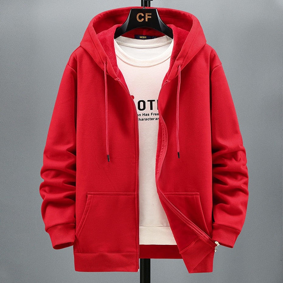 Men’s Hooded Cardigan – Fleece – Relaxed Fit – Zip Front – Ribbed Cuffs – Pockets
