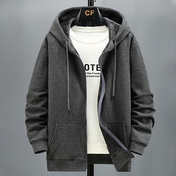 Men’s Hooded Cardigan – Fleece – Relaxed Fit – Zip Front – Ribbed Cuffs – Pockets