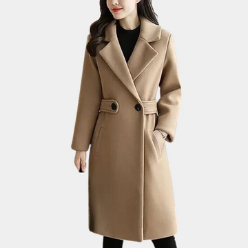Women’s Wool Coat – Tailored Fit – Knee Length – Single Breasted – Wide Lapel