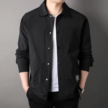 Men’s Jacket – Loose Fit – Textured Basketweave – Snap Button – Multi Pocket