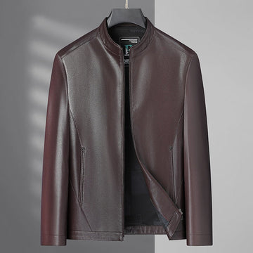 Men’s Jacket – Faux Leather – Slim Regular Fit – Stand Collar – Zipper Pockets