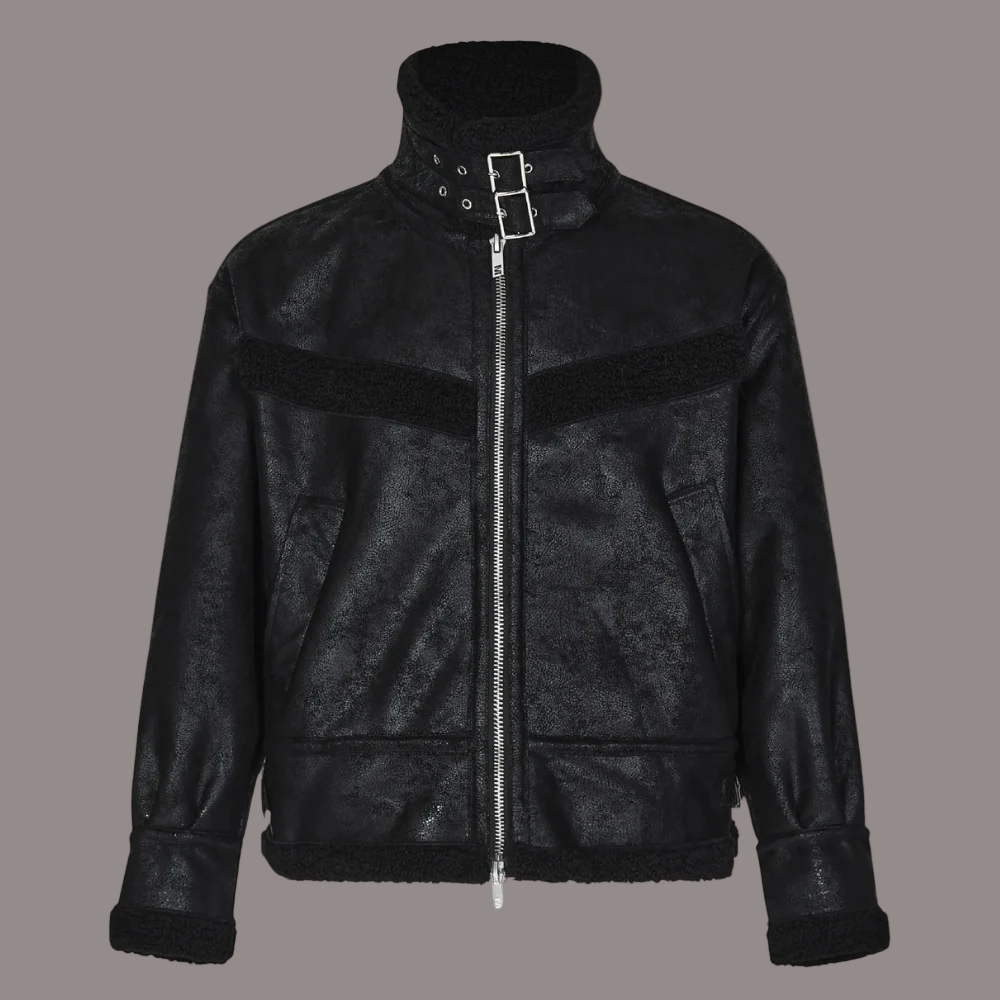 Men’s Bomber Jacket – Relaxed Fit – Brushed Soft Shell – Sherpa Collar and Cuffs – Full Zip
