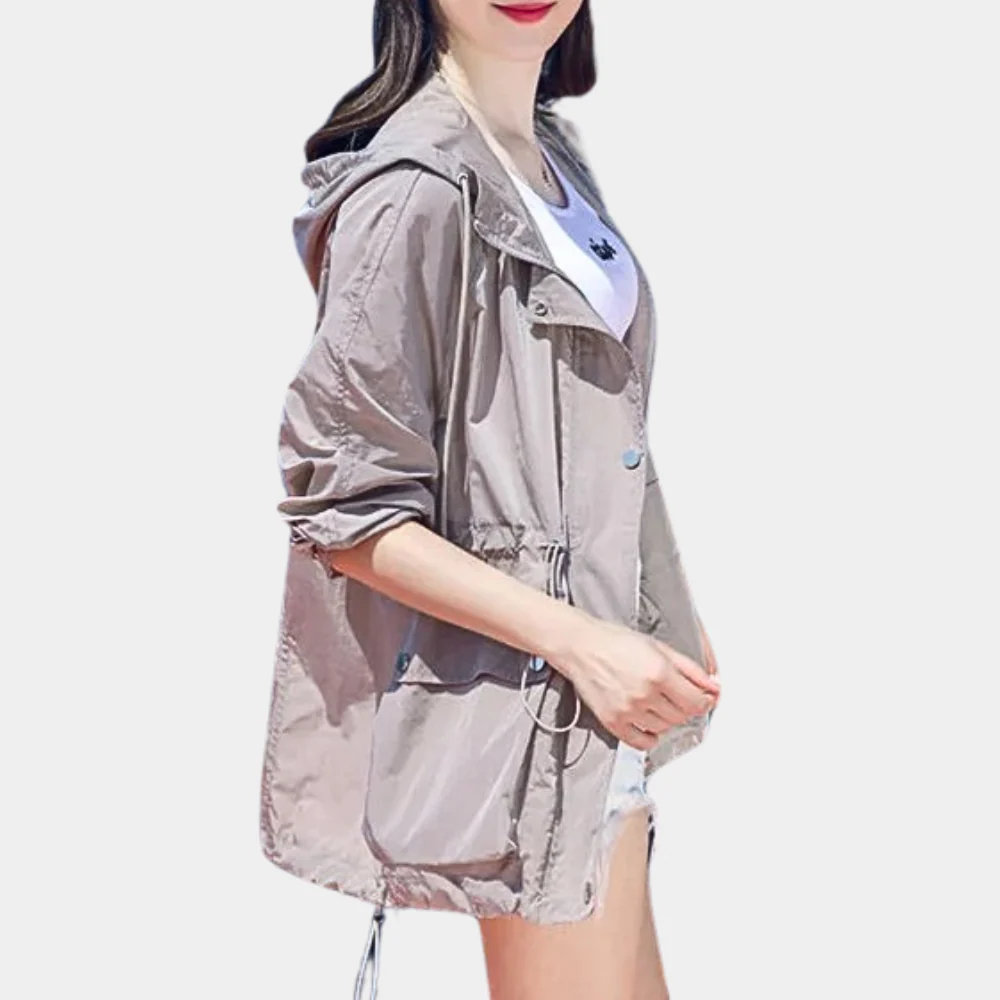 Women’s Jacket – Relaxed Fit – Hooded – Zip Front – Adjustable Waist – Pockets