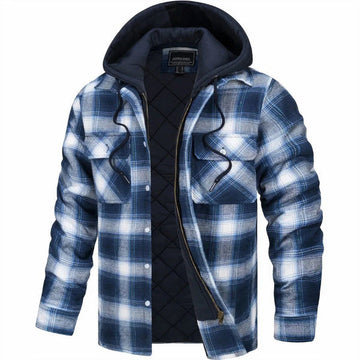 Men’s Bomber Jacket – Plaid Flannel Look – Quilted Lining – Hooded – Casual Fit
