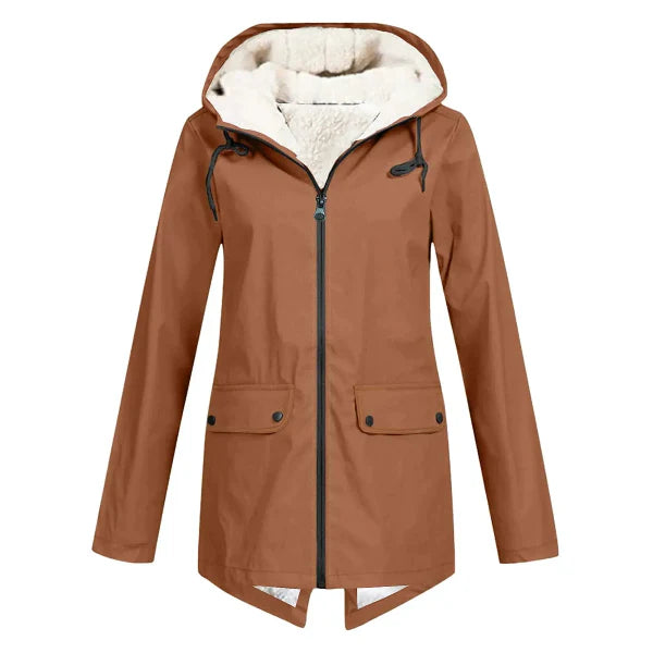 Women’s Trench Coat – Waterproof – Fleece Lined – Hooded – Tailored Mid Length