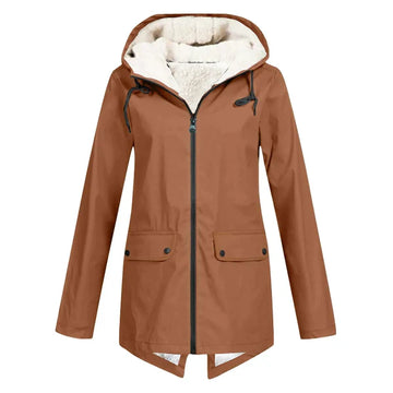 Women’s Trench Coat – Waterproof – Fleece Lined – Hooded – Tailored Mid Length
