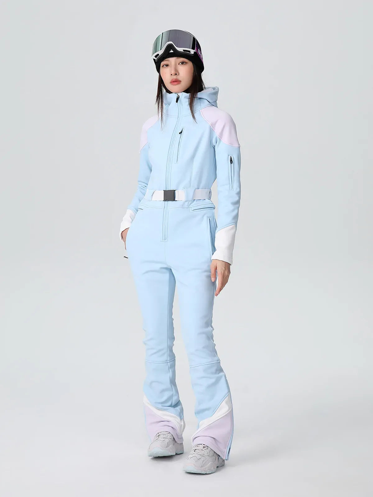 Women’s Ski Suit – One-Piece Streamlined Fit – Hooded – Belted Waist – Water-Resistant