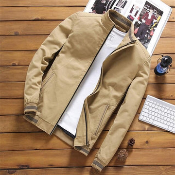 Men’s Bomber Jacket – Cotton Blend – Casual Fit – Ribbed Trim – Zip Front