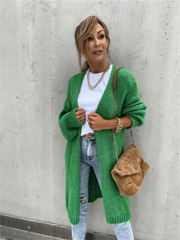 Women’s Knit Cardigan – Oversized Fit – Wool Blend – Long Sleeve Open Front Layer