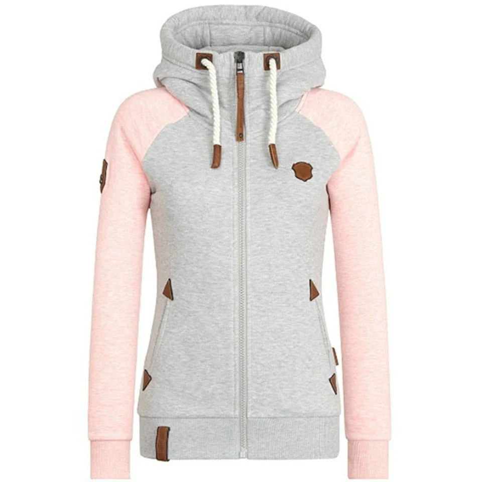 Women’s Zip-Up Hoodie – Fitted Knit – Raglan Sleeves – Ribbed Cuffs – Casual Wear