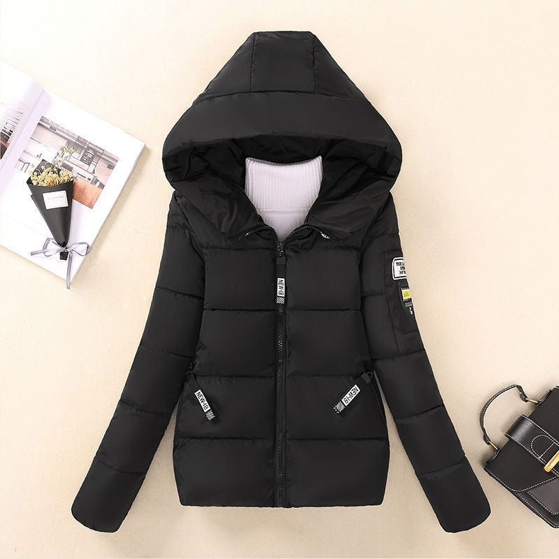 Women’s Quilted Padded Coat – Relaxed Fit – Hooded with Zipper and Side Pockets