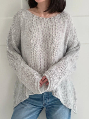Women’s Oversized Sweater – Chunky Knit – Wool Blend – Off-Shoulder Long Sleeve