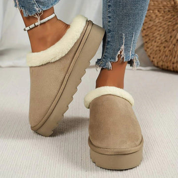 Women’s Slippers – Wool Blend – Plush Trim – Cushioned Sole – Slip-On Comfort Fit