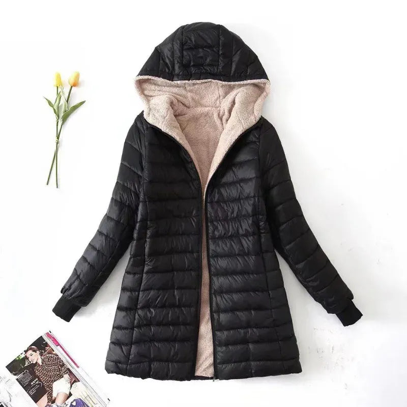 Women’s Quilted Jacket – Regular Fit – Fleece Lined – Hooded – Water-Resistant
