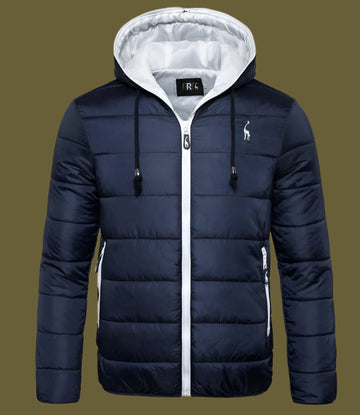 Men’s Quilted Down Jacket – Regular Fit – Hooded – Water-Resistant – Zip Pockets