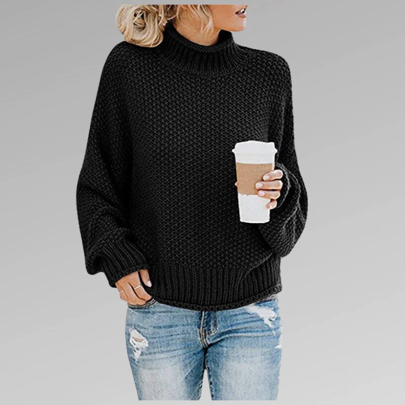Women’s Sweater – Oversized Wool Knit – Drop Shoulder – Ribbed Hem and Cuffs