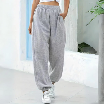 Women’s Jogging Pants – Relaxed Fit – Cotton Blend – Cuffed Ankles – Elastic Waistband – Pockets