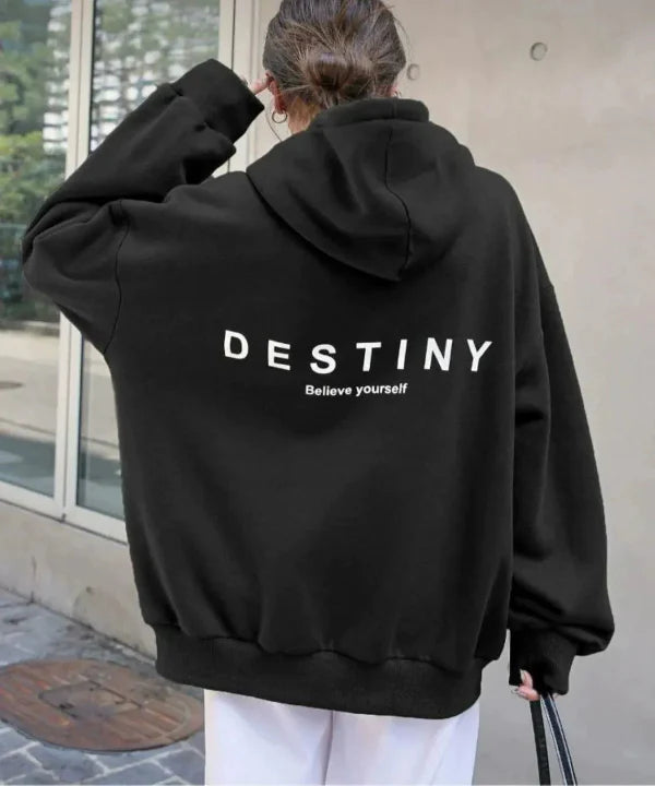 Women’s Hoodie – Oversized Fit – Cotton Feel – Dropped Shoulders – Graphic Back Print
