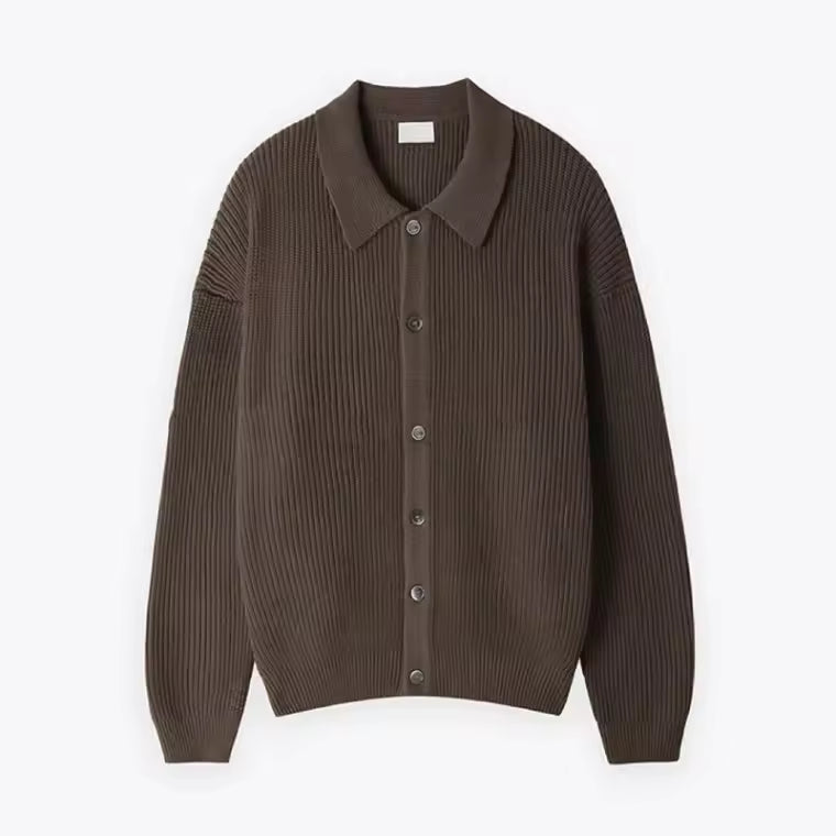 Men’s Cardigan Sweater – Oversized Fit – Wool Blend Knit – Button Front – Ribbed Design