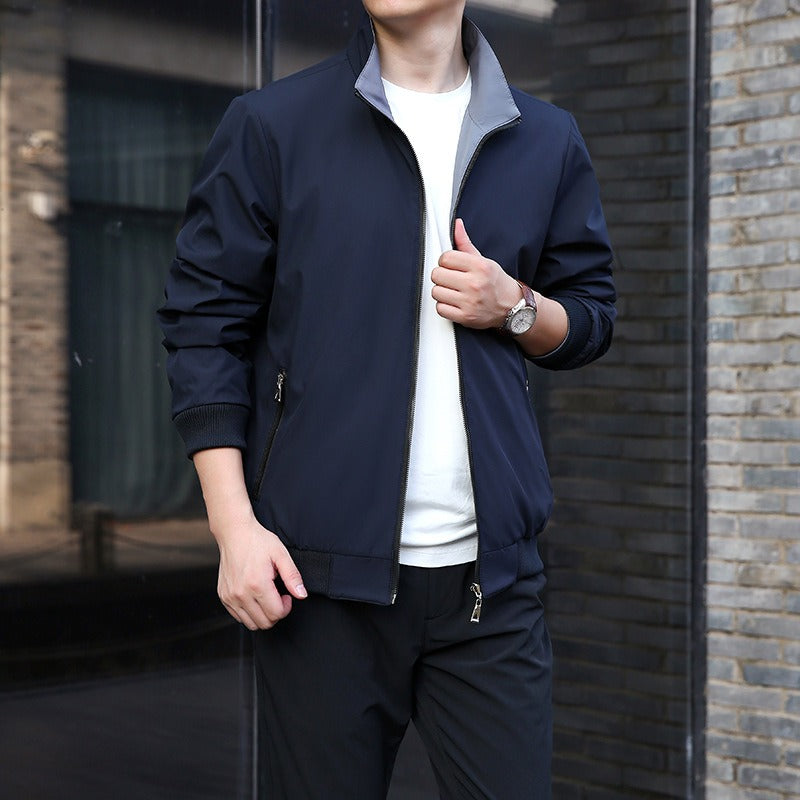 Men’s Bomber Jacket – Wind-Resistant – Ribbed Trim – Casual Fit