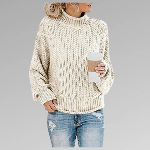 Women’s Sweater – Oversized Wool Knit – Drop Shoulder – Ribbed Hem and Cuffs