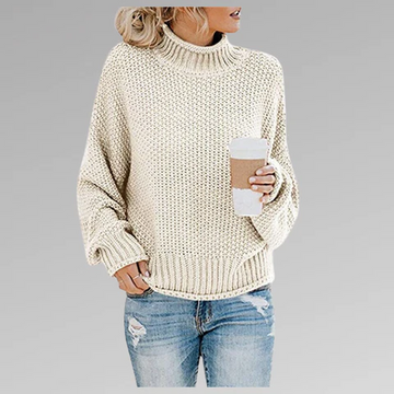 Women’s Sweater – Oversized Wool Knit – Drop Shoulder – Ribbed Hem and Cuffs