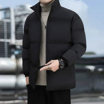 Men’s Puffer Jacket – Quilted Insulation – Water-Resistant – High Collar – Standard Fit