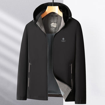 Men’s Jacket – Relaxed Fit – Detachable Hood – Reflective Accents – Zipper Pockets