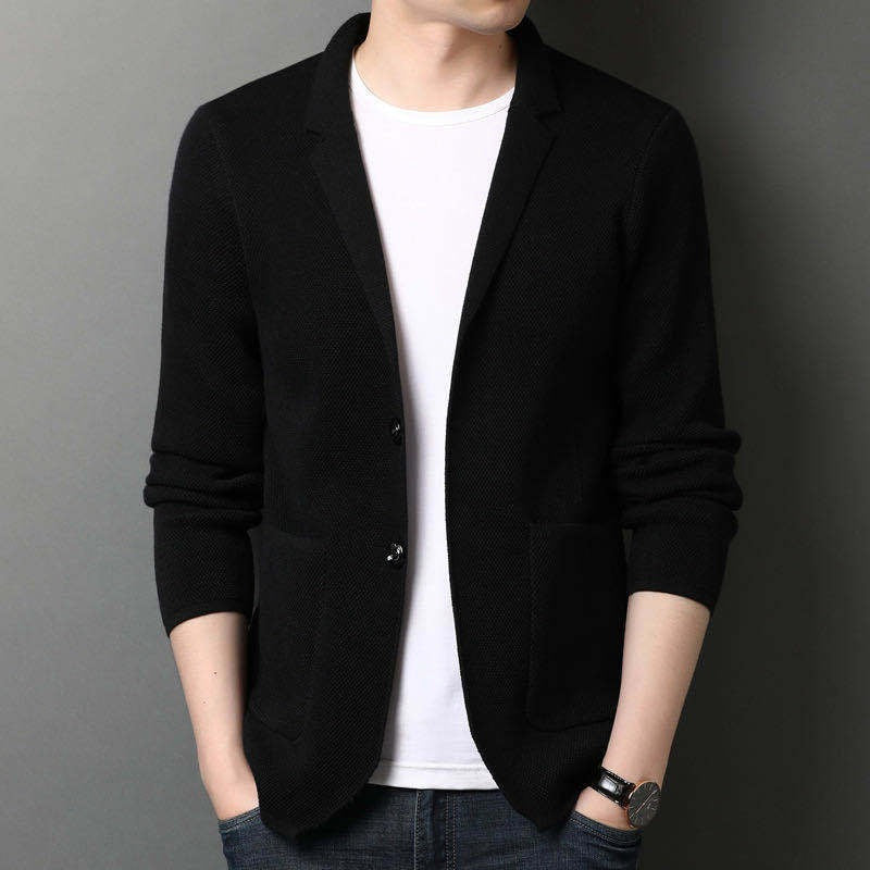 Men’s Knit Blazer – Slim Fit – Notch Lapel – Two-Button – Patch Pockets