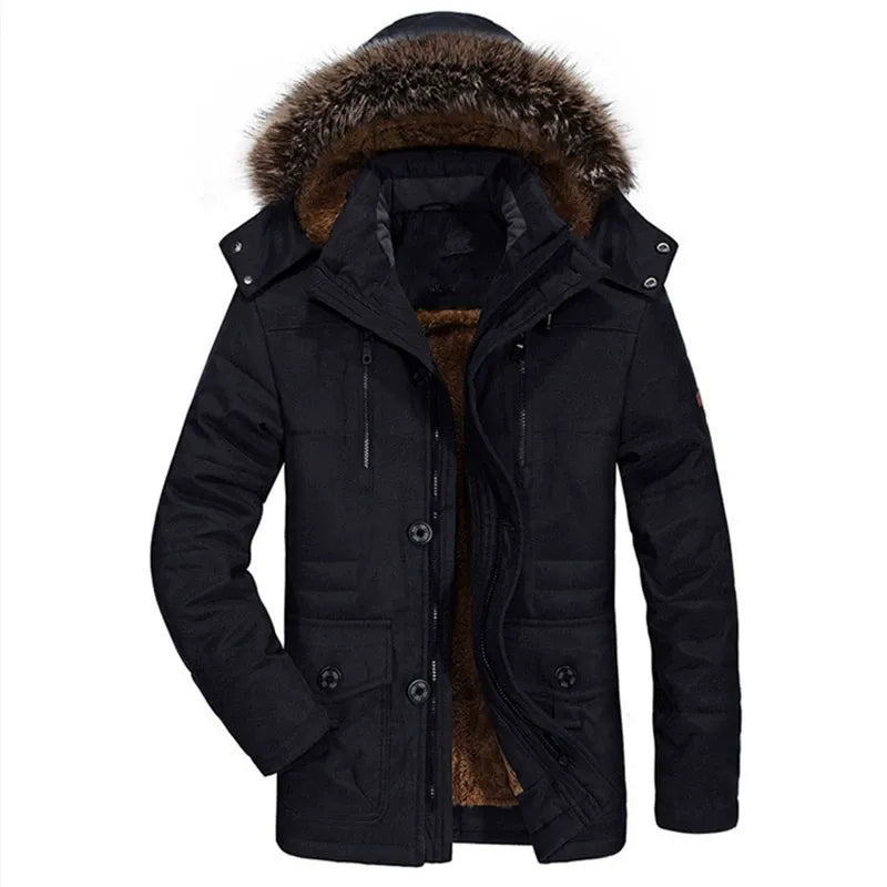 Men’s Parka Jacket – Regular Fit – Weather Resistant – Plush Lining – Detachable Hood Trim