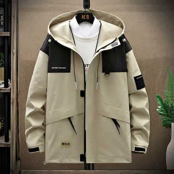 Men’s Utility Jacket – Loose Fit – Adjustable Hood – Multi Pocket – Snap Front Closure