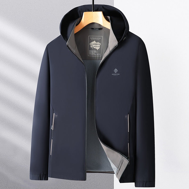 Men’s Jacket – Relaxed Fit – Detachable Hood – Reflective Accents – Zipper Pockets
