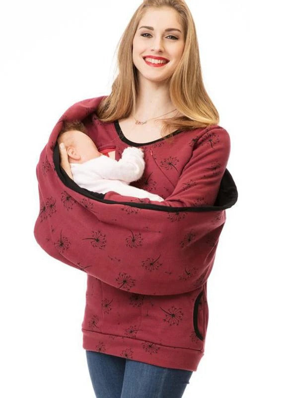 Women’s Nursing Sweatshirt – Relaxed Fit – Floral Print – Discreet Feeding Access