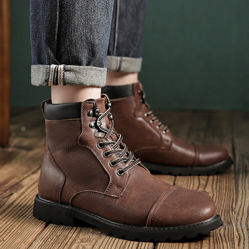 Men’s Lace-Up Boots – Leather Upper – Ankle Height – Rugged Toe – Padded Collar