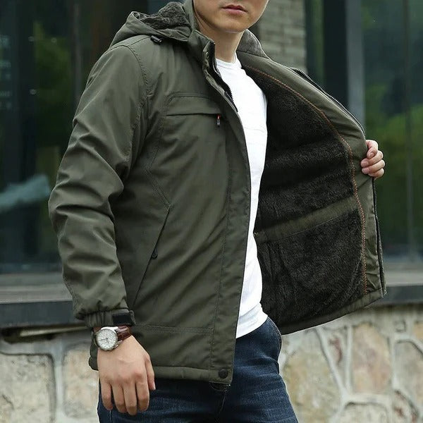 Men’s Jacket – Relaxed Fit – Water-Resistant – Faux Fur Lined – Hooded – Zip Front