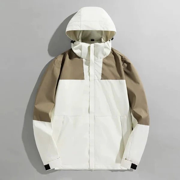 Men’s Outdoor Jacket – Regular Fit – Water-Resistant – Detachable Hood – Zipper Closure