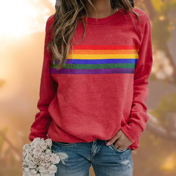 Women’s Pullover Sweater – Relaxed Fit – Soft Knit – Crew Neck – Stripe Detail Casual Wear