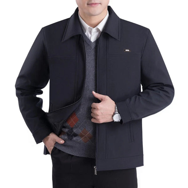 Men's Blazer – Regular Fit – Notch Lapel – Zip Front – Smart Casual Waist Length