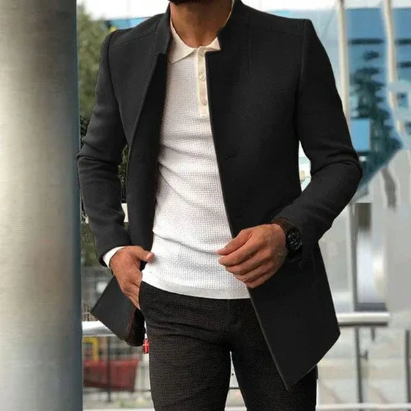 Men’s Jacket – Slim Fit – Wool Blend – Collarless – Minimalist Smart-Casual Style