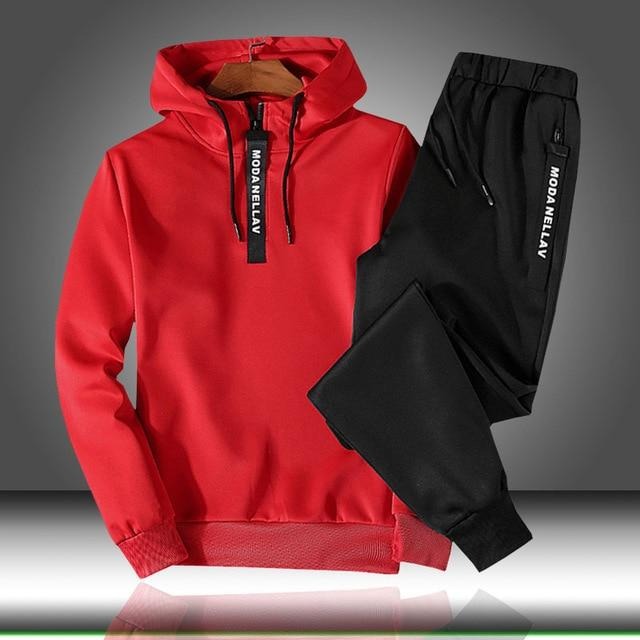 Men’s Two-Piece Tracksuit Set – Relaxed Fit Hoodie – Tapered Joggers – Soft Stretch Fabric