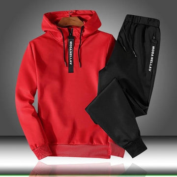 Men’s Two-Piece Tracksuit Set – Relaxed Fit Hoodie – Tapered Joggers – Soft Stretch Fabric