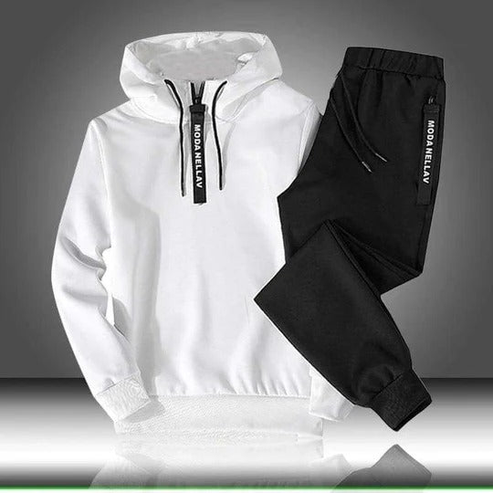 Men’s Two-Piece Tracksuit Set – Relaxed Fit Hoodie – Tapered Joggers – Soft Stretch Fabric