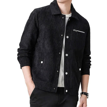 Men’s Corduroy Jacket – Regular Fit – Button Front – Chest Zip Pocket – Hip Length