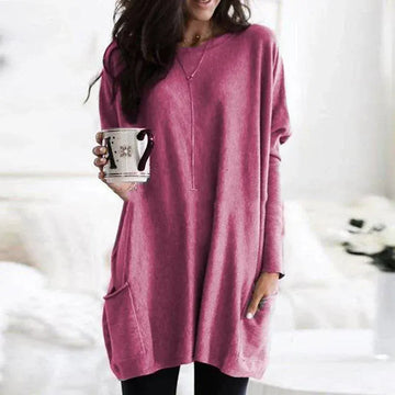 Women’s Tunic Pullover – Oversized Fit – Soft Knit – Dropped Shoulders – Side Pockets