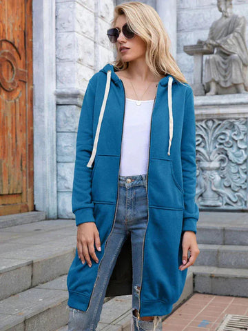 Women’s Oversized Hoodie – Cotton – Zip Front – Long Length – Casual Fit